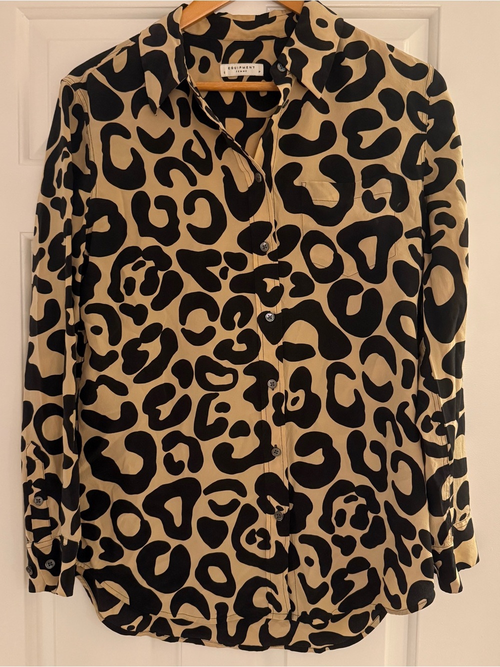 Equipment Silk Leopard-Print Blouse - Black & Tan